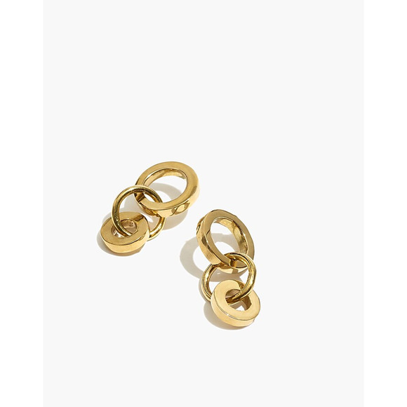 NWT New Madewell To The Market Link Dangle Brass Earrings - Picture 1 of 6